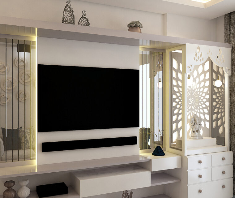 Modern kitchen interiors with under-cabinet lighting and green units