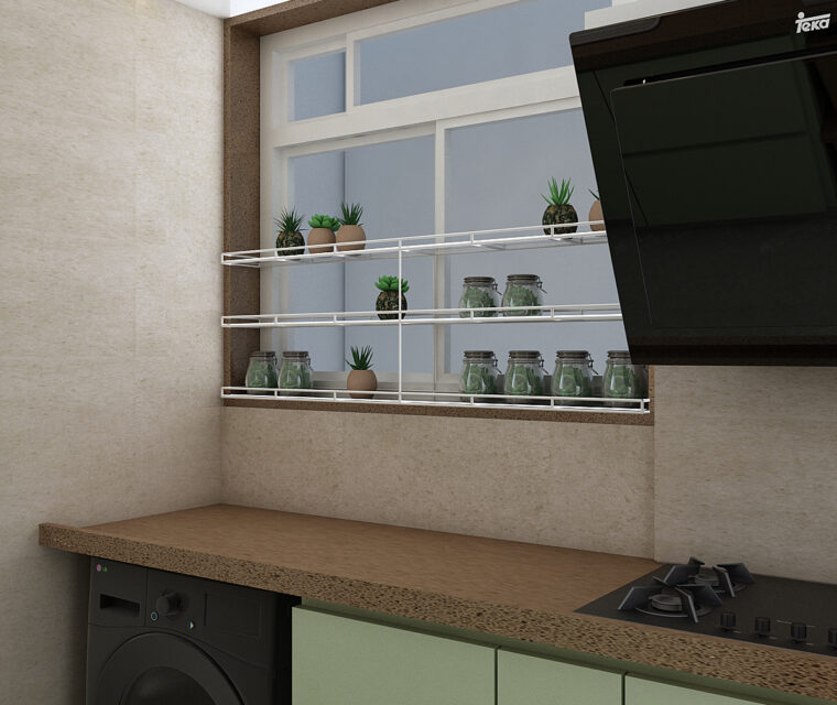 Bright bedroom with coral bedspread and pendant ceiling lights