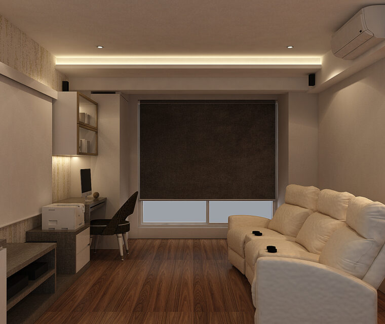 Modern bedroom TV unit design with accent wall textures and contemporary grey-and-white interiors