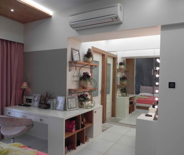 Chic dressing and makeup area in luxury interior design project