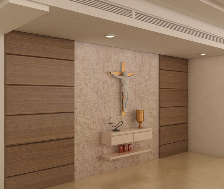 Cozy bedroom with blue vertical striped accent wall, modern bed, and balcony access